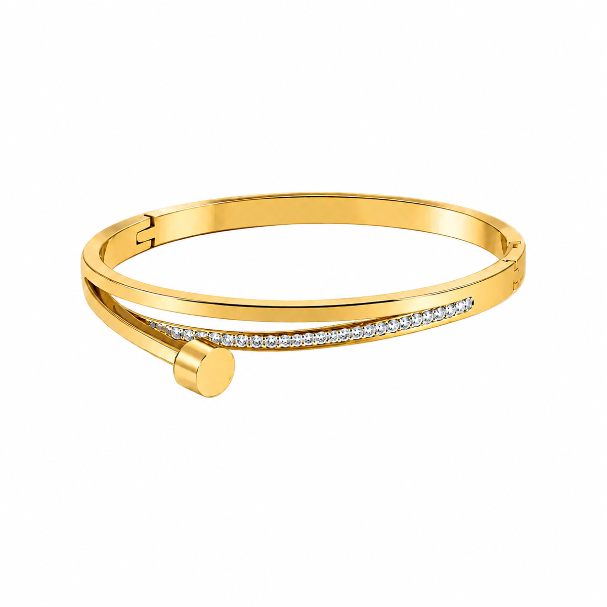Armreif Edelstahl 18K vergoldet gewölbt „Golden Path"