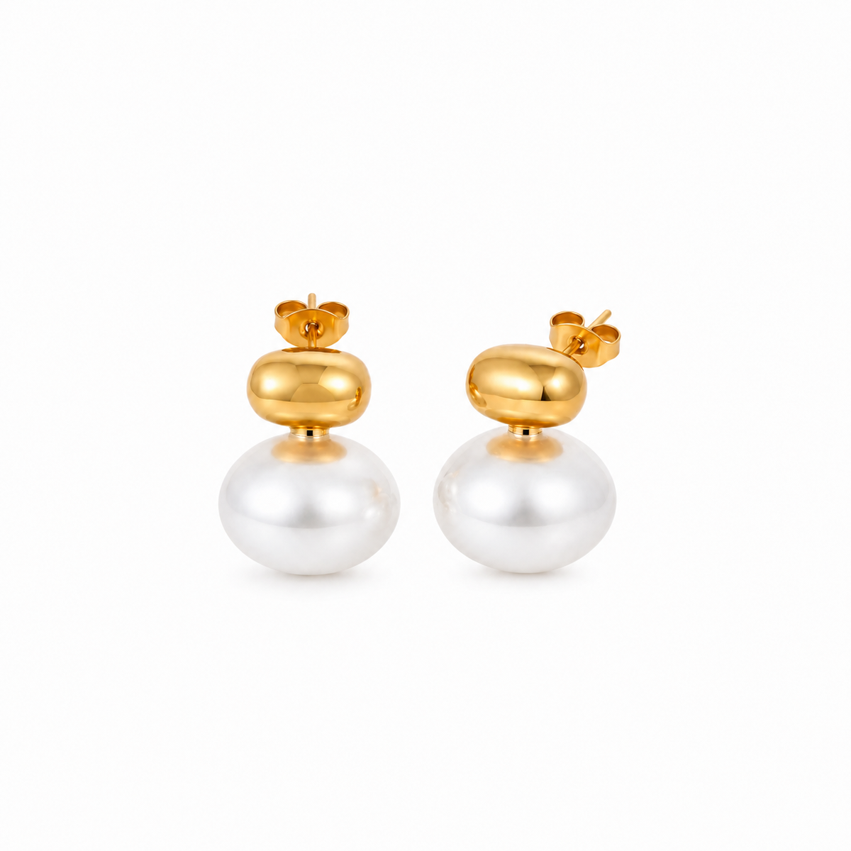 Ohrringe Edelstahl 18K vergoldet Perlen „Pearl Drop"