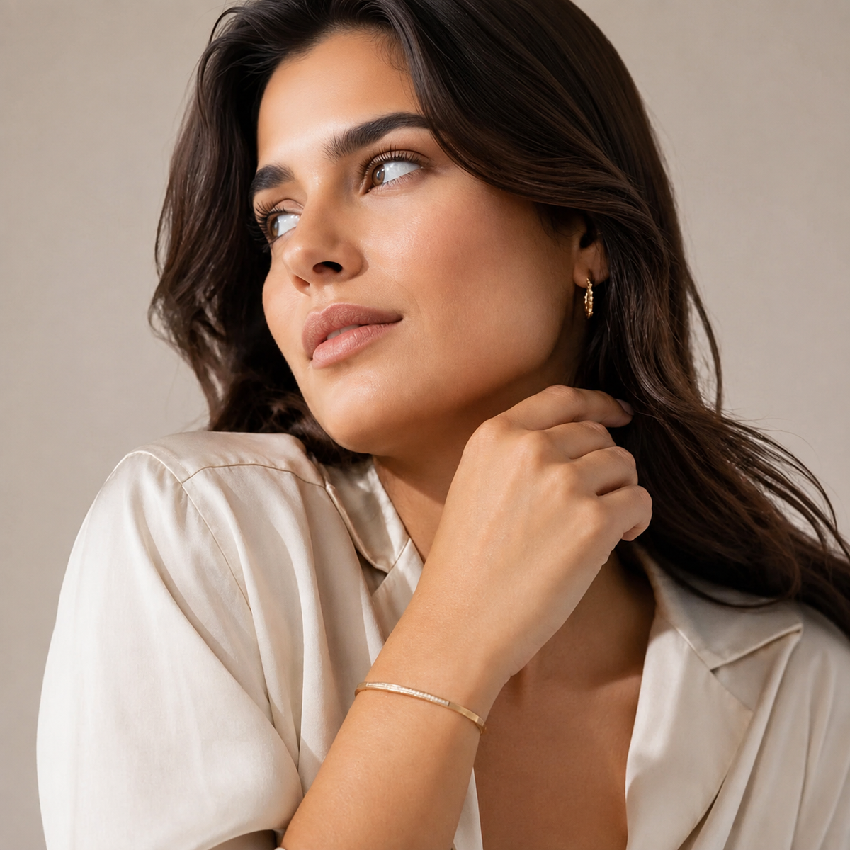 Armreif Edelstahl 18K vergoldet schmal „Sleek Shine"