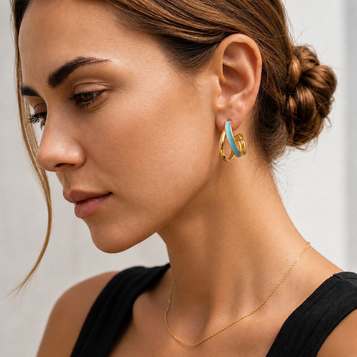 Creolen Edelstahl 18K vergoldet doppelt „Twin Loop"
