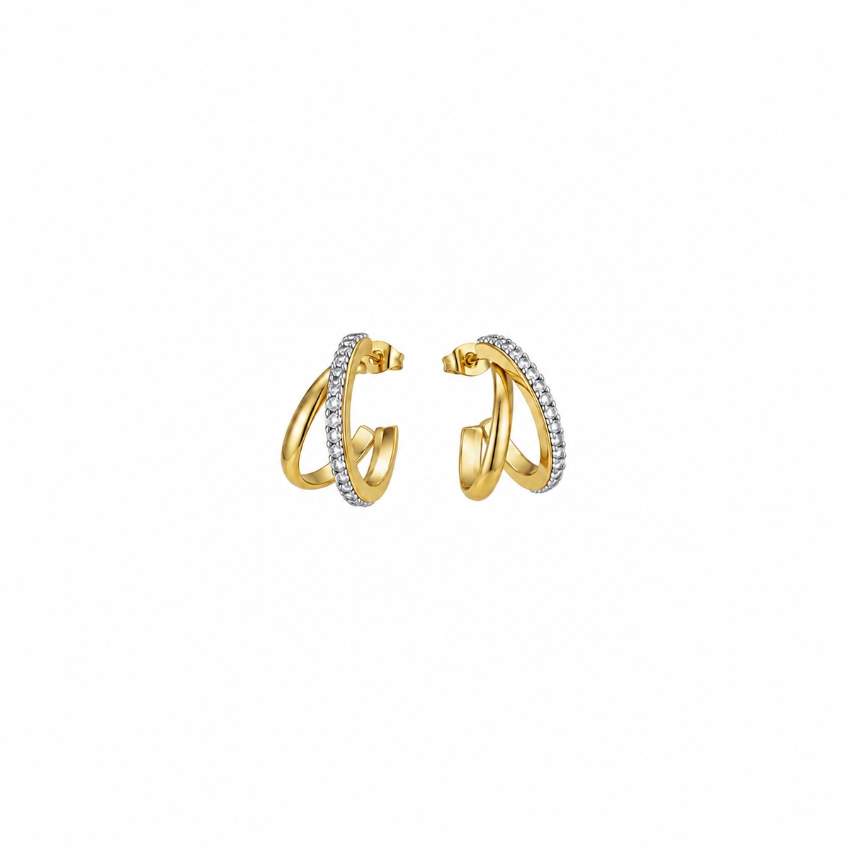 Creolen Edelstahl 18K vergoldet doppelt „Twin Loop"