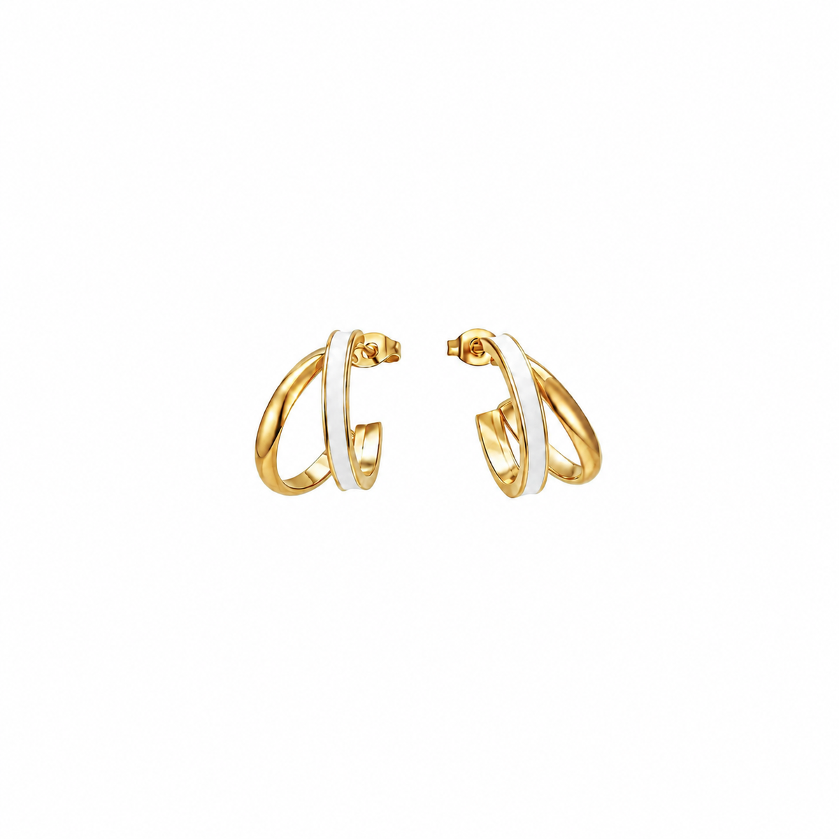 Creolen Edelstahl 18K vergoldet doppelt „Twin Loop"
