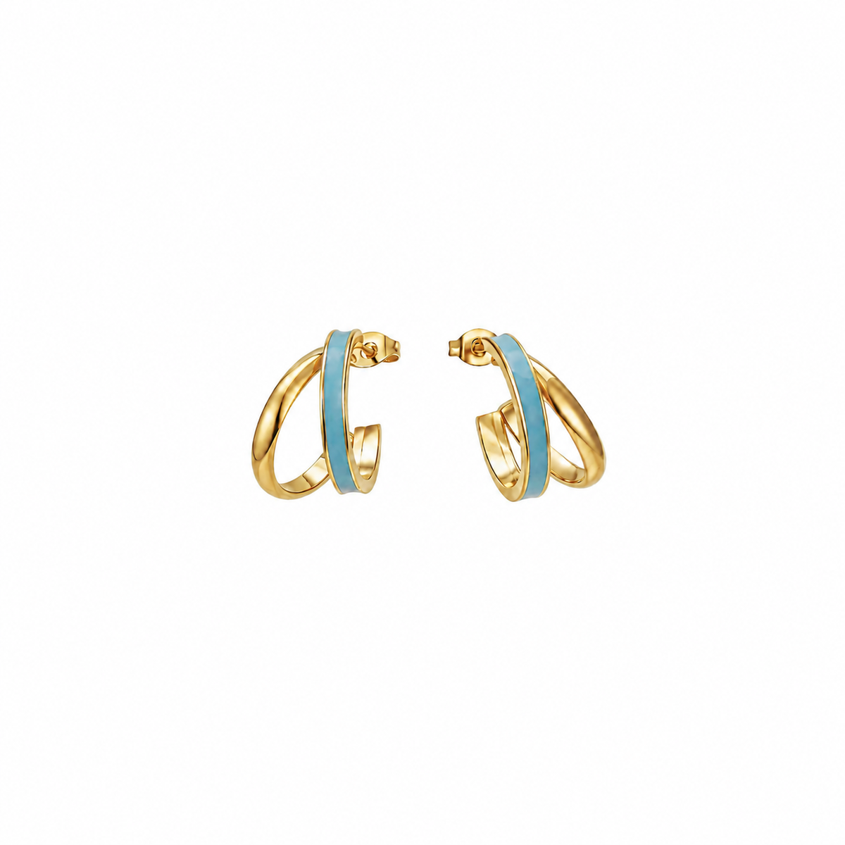 Creolen Edelstahl 18K vergoldet doppelt „Twin Loop"