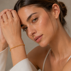 Armband Edelstahl 18K vergoldet Perlen „Woven Grace"