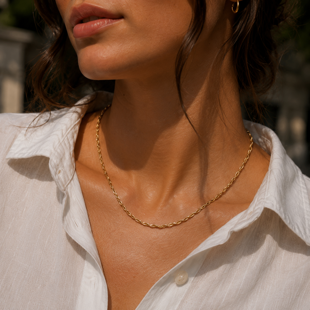 Halskette Edelstahl 18K vergoldet „Woven Light"