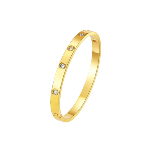 Mein Shop gold-tone bangle bracelet with clear cubic zirconia stones