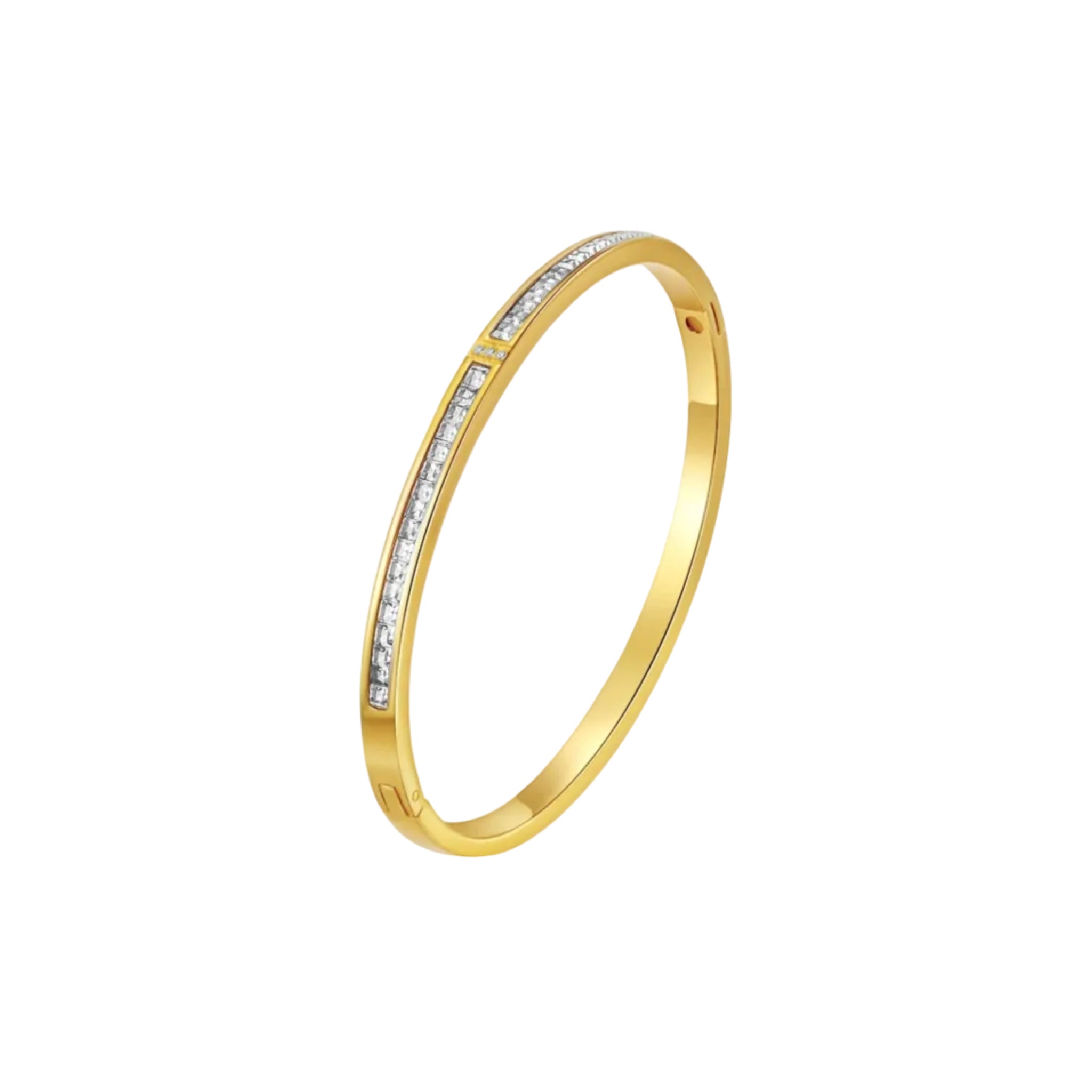 Mein Shop gold-tone bangle bracelet with clear baguette-cut crystals